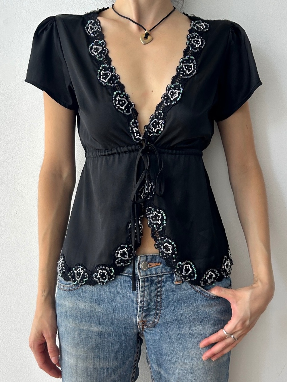 Y2K Vintage babydoll wrap top